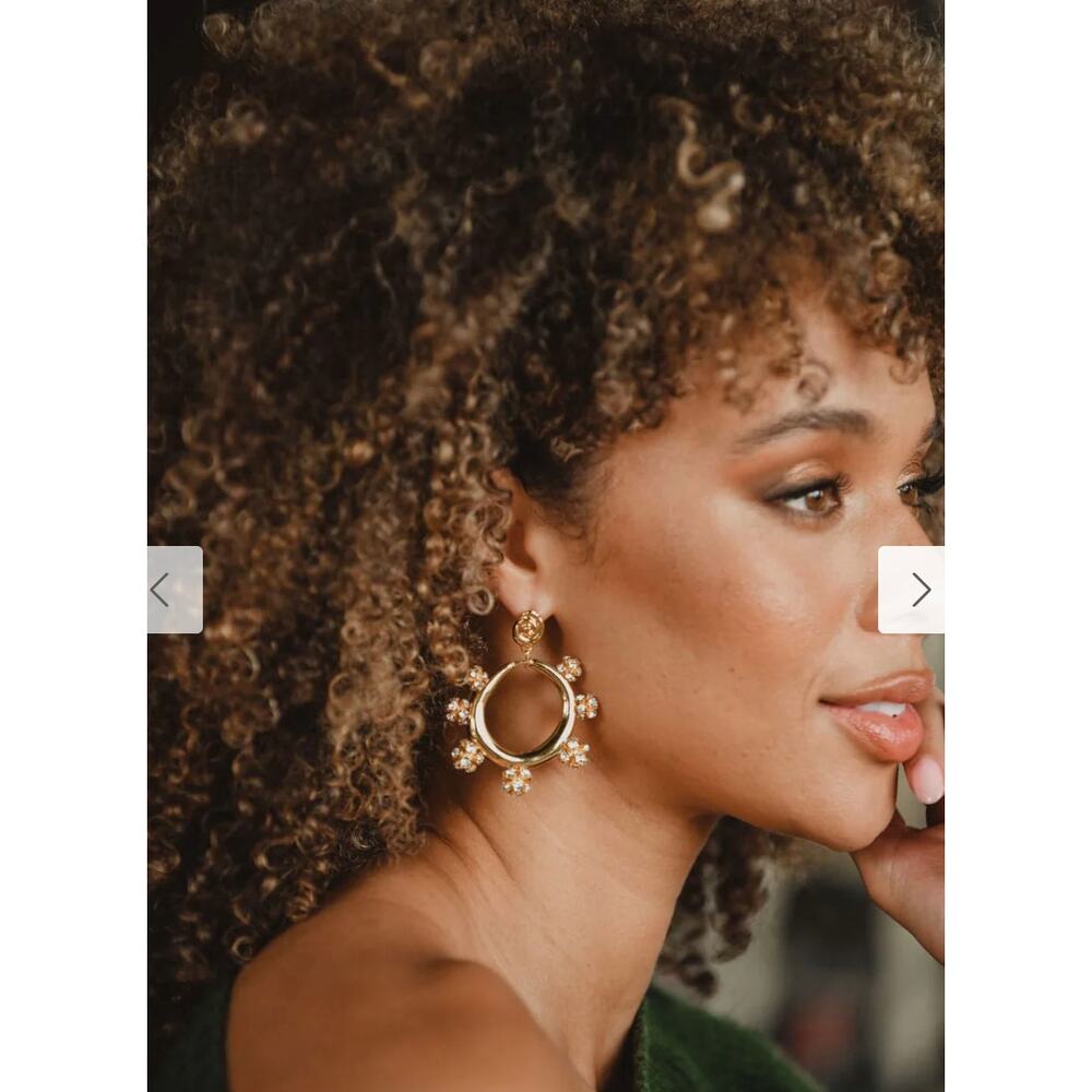 Rae Gold Rhinestone Statement Earrings - Picture 3 of 6